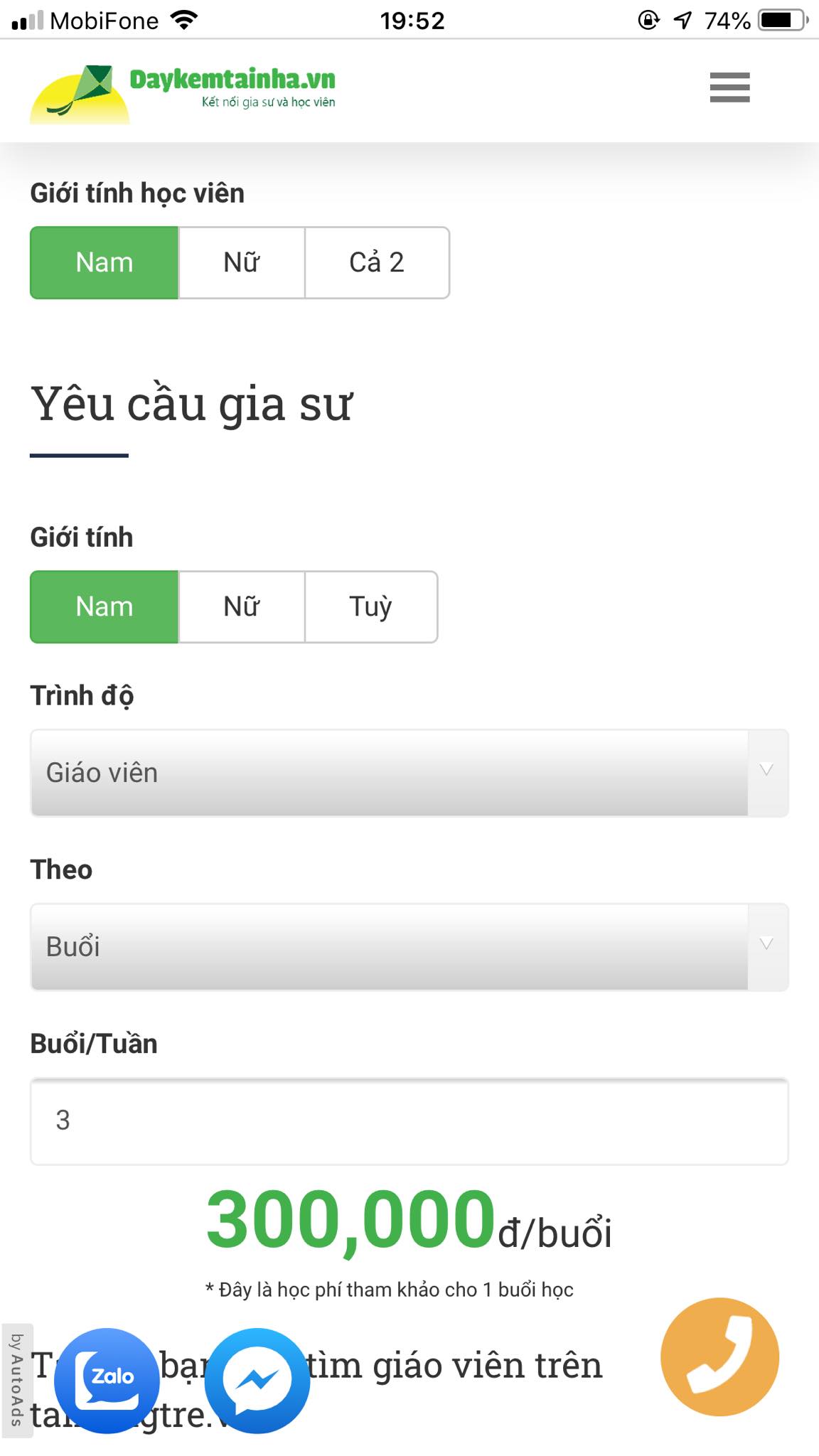 Học phí Toán lớp 11